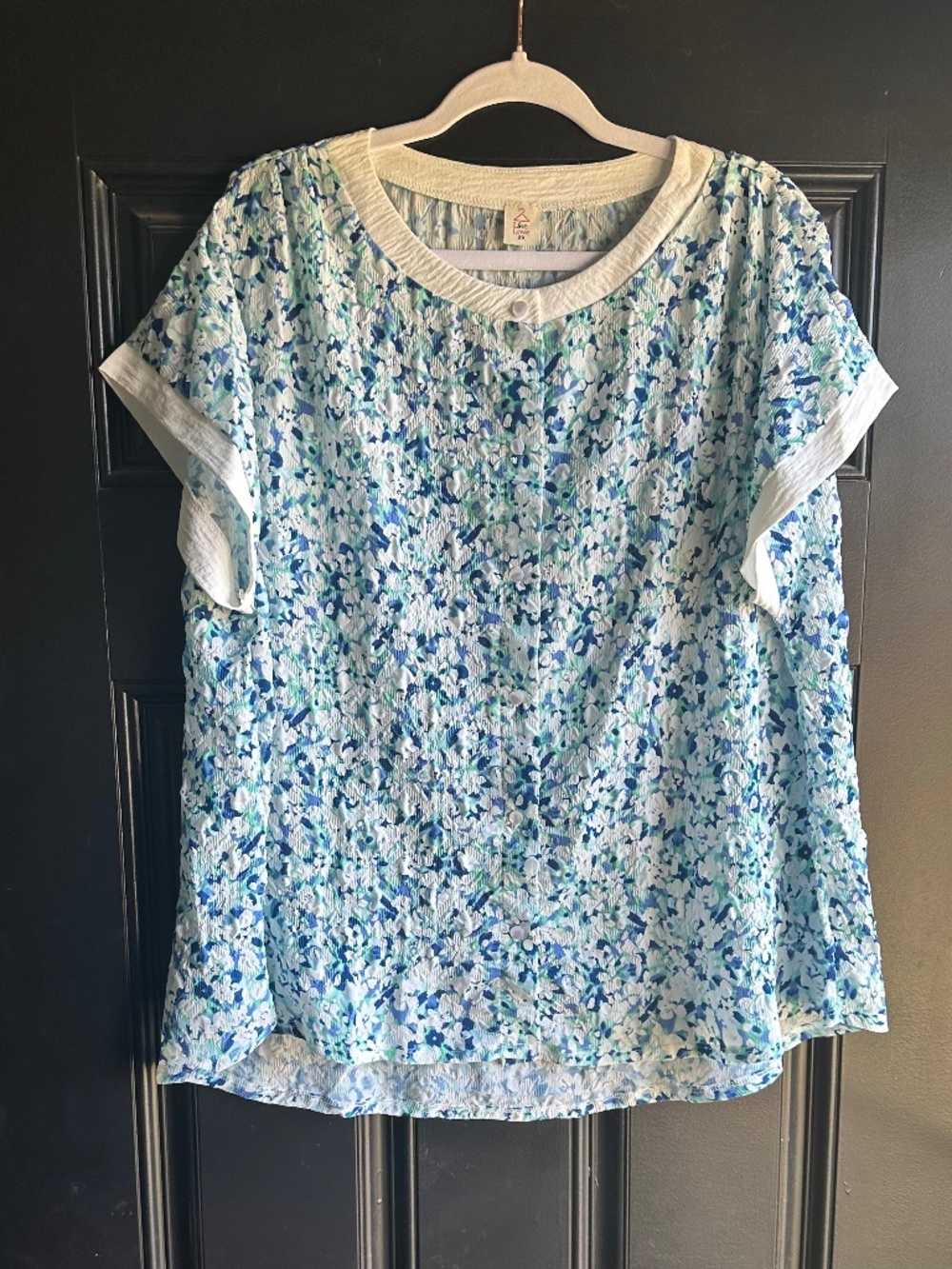 Crinkle Floral Print Top - Size 2X